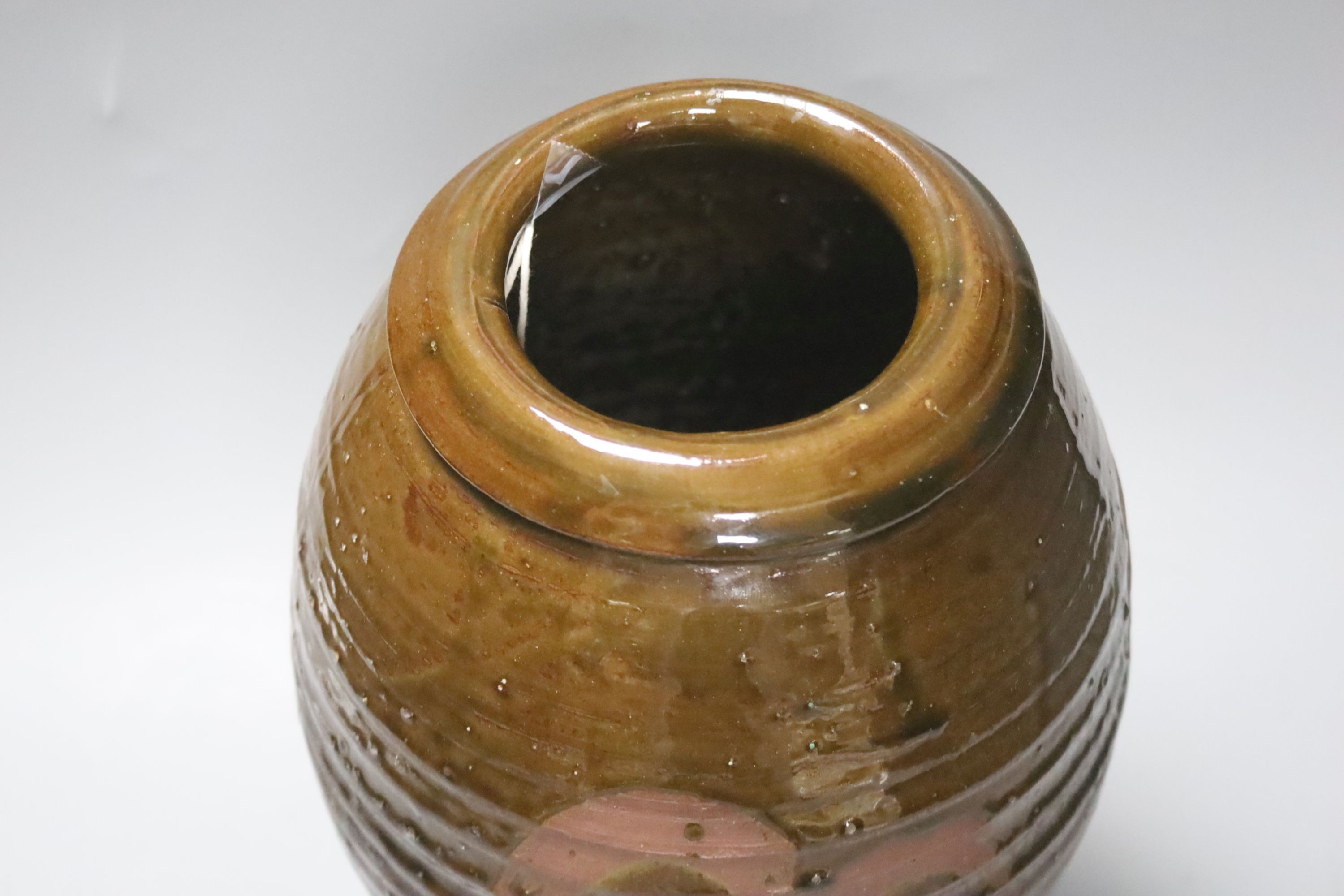 Jeremy Leach (b.1959), a slip decorated ovoid vase, 28cm
